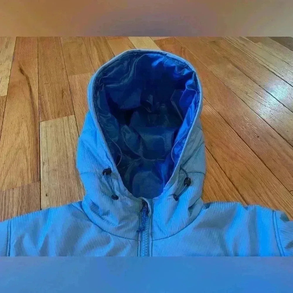 LL Bean Quilted Puffer Jacket Prima Loft Blue Hooded Stowaway Women's Size Small - Picture 8 of 14